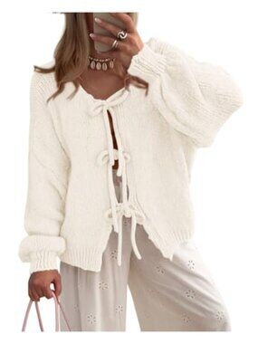 PRETTYGARDEN Women's Tie Front Bow Cardigan Sweater